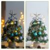 1.5FT Small Christmas Tree with 10FT Lights Table Top Mini Christmas Tree Artificial Flocked Xmas Decorations for Living Room Bedroom Office Shop