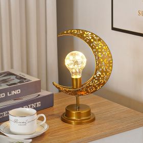 LED Modeling Lamp Creative Personality Iron Moon (Option: Bulb bulb)